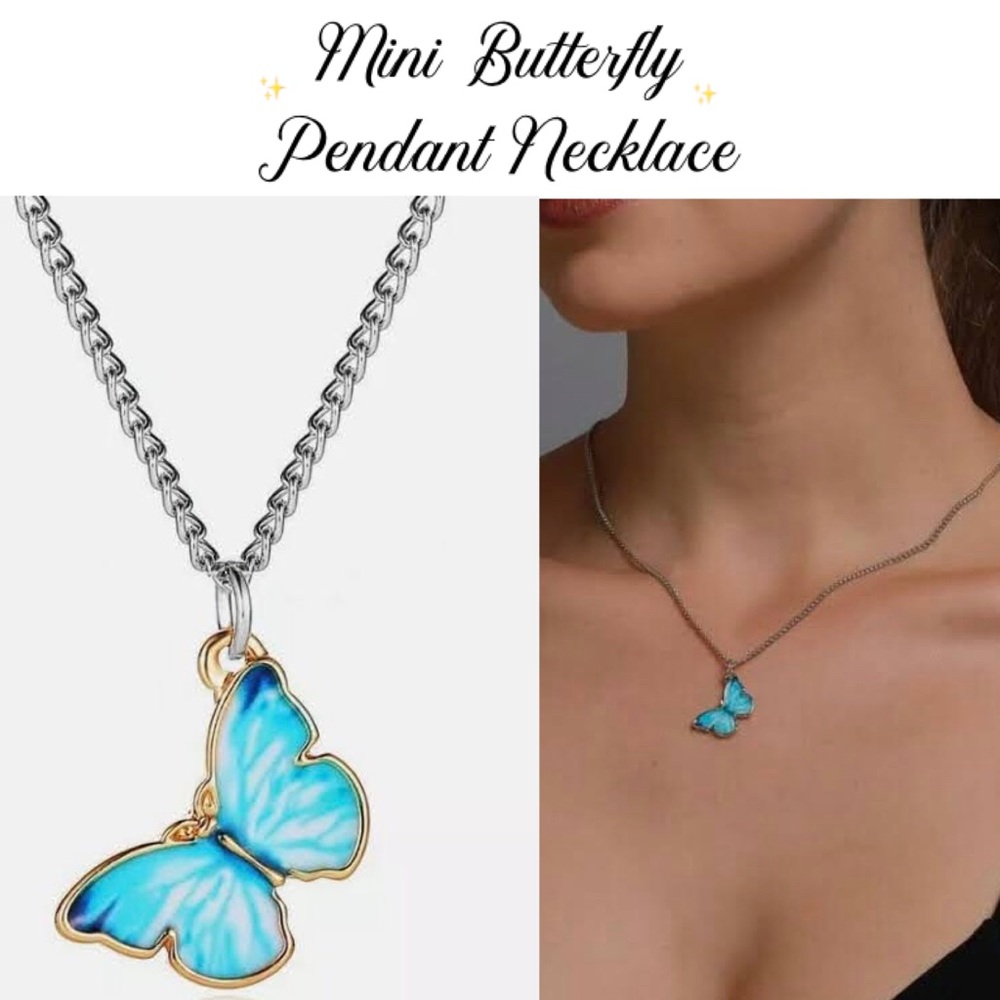 3-$15 Cute Tiny Acrylic Butterfly Charm Pendant Necklace
